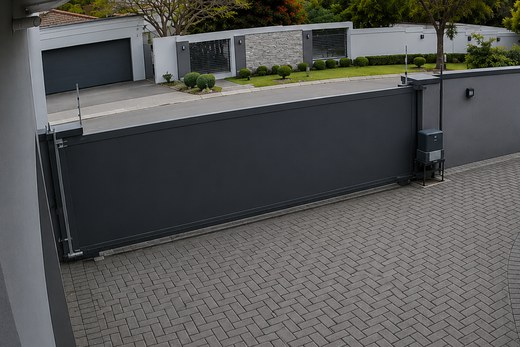 Driveway and automated gate under camera